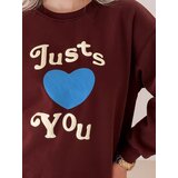 DStreet Bluza damska oversize z nadrukiem FEELME bordowa | Shoptok.si