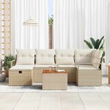 vidaXL Vrtna sedežna garnitura z blazino 7 pcs Bež poli ratan, (5000154763) | Shoptok.si