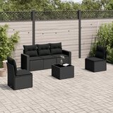  6-dijelni set vrtnih sofa s jastucima crni od poliratana | shoptok.hr
