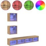 TV stenske enote z LED z LED 5 pcs Umetni hrast Konstruiran les, (5000132188) | Shoptok.si