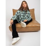 Fashion Hunters Mint plaid button-down overshirt | Shoptok.si