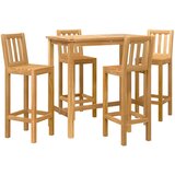 Vanjski bar set 5 pcs Neprerađeno Čvrsto teak drvo | shoptok.hr