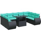  Vrtna garnitura - 10-dijelni set vrtnih sofa s jastucima crni poliratana bagrem - Crna sa spremištem 1 | shoptok.hr