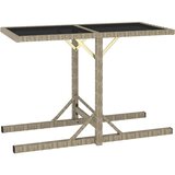 vidaXL Vrtna miza bež 110x53x72 cm steklo in poli ratan, (20665934) | Shoptok.si