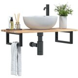  Zidna polica za Lavabo - Umivaonik od čelika i masivnog bagremovog drva | shoptok.hr