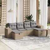  The Living Store Vrtna sedežna garnitura 6-delna z blazinami bež poli ratan - Vrtna Sedežna Garniture, (21471028) | Shoptok.si