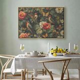  Slika - Flowers birds and butterflies – vintage-style illustration 120x80 U prirodnom drvenom okviru | shoptok.hr