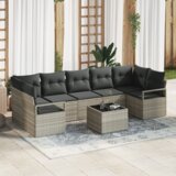 vidaXL 8-delni vrtni kavč set z blazinami svetlo siva poli ratan | Shoptok.si