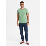 Ombre BASIC men's cotton classic tee with v-neck - green | Shoptok.si