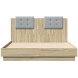  Okvir za krevet s uzglavljem boja hrasta 135x190 cm drveni | shoptok.hr