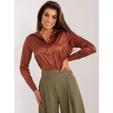 Fashion Hunters Brown solid color shirt with collar Cijene