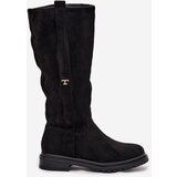 Boto Women's Insulated Flat Heel Boots Eco Suede Black Delyssa | shoptok.hr
