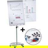 SMIT VISUAL Stojalo za liste papirja, komplet z opremo, nastavitev višine 1700 - 2000 mm, s trdnim okroglim podnožjem s Ø 640 mm, 5 vrtljivih koles | Shoptok.si