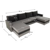 Kondela Univerzalna sedežna garnitura, sivo/črna, PAULITA U | Shoptok.si