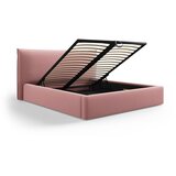 Milo Casa Rožnata oblazinjena zakonska postelja s prostorom za shranjevanje z letvenim dnom 140x200 cm Elio – | Shoptok.si