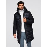 Ombre Men's long quilted jacket with large pockets - black | shoptok.hr