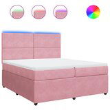 vidaXL Box spring postelja z vzmetnico roza 200x200 cm žamet, (21305406) | Shoptok.si