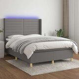  Box spring s madracem LED tamnosivi 140x200 cm tkanina Cijene