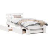 vidaXL Konstrukcija postelje Bela 100 x 200 cm Masivno borovo les, (5000123961) | Shoptok.si