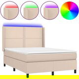  Krevet box spring madrac LED cappuccino 140x200cm umjetna koža | shoptok.hr