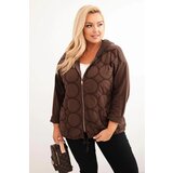 Kesi Włoski Women's Plus Size cotton zip-up hoodie brown Cijene