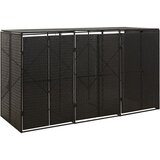 vidaXL Trojna lopa za smetnjak črna 207x80x117 cm poli ratan | Shoptok.si