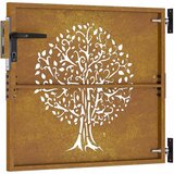  Vrtna vrata 85 x 100 cm od čelika COR-TEN s uzorkom stabla | shoptok.hr
