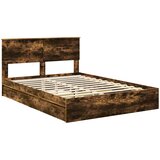  Krevet s od storage s uzglavljem Dimljeni hrast 160 x 200 cm | shoptok.hr