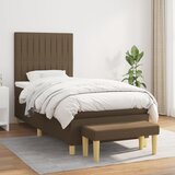  Krevet s oprugama i madracem tamnosmeđi 90 x 200 cm od tkanine | shoptok.hr