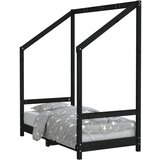  The Living Store Otroški posteljni okvir črn 70x140 cm trdna borovina - Otroški Posteljni Okvir, (21445546) | Shoptok.si
