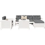  The Living Store Vrtna sedežna garnitura 7-delna bela trdna borovina - Vrtna Sedežna Garnitura, (21478446) | Shoptok.si