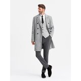 Ombre Elegant double-breasted men's herringbone coat - grey | shoptok.hr