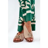 Boto Flat elegant sandals with decoration beige Iseliria | Shoptok.si