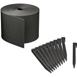 Nature Vrtna obroba komplet H15 cm x 10 m z zatiči črna | Shoptok.si