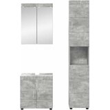  Set namještaja za kupaonicu TULUM 3 kom. Betonski sivi - Beton siva Kupaonski ormar s ogledalom + visoki ormar | shoptok.hr