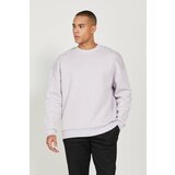 AC&Co / Altınyıldız Classics Men's Lilac Oversize Fit Loose Fit Cotton Fleece 3 Thread Crew Neck Sweatshirt Cene