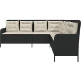  Vrtna sofa L-oblika s jastucima crna od poliratana | Eponuda.com