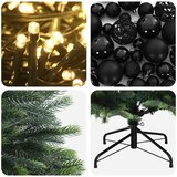  Umjetno božićno drvce s kuglicama 150 cm 150 LED lampica - 150 cm s LED-ima i crnim lopticama | shoptok.hr