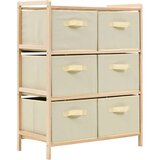 vidaXL 246439 Storage Rack with 6 Fabric Baskets Cedar Wood Beige | shoptok.hr