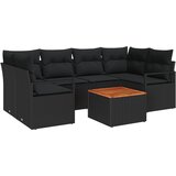 vidaXL set vrtnih sofa od 7 dijelova s jastučićima crni poli ratan akacija, dvosed kauč za vrt s skladištem i jastučićima crni poli ratan Cijene