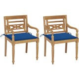 The Living Store Batavia stoli 2 kosa s kraljevsko modrimi blazinami tikovina - Vrtni Stol, (21469955) | Shoptok.si