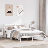 vidaXL Posteljni okvir brez vzmetnice bel 135x190 cm trdna borovina | Shoptok.si