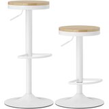 HOMCOM barski stol kavčukovec les, jeklo 38,5D x 38,5Š x 60 80V cm Naraven les+Bel, (5000242625) | Shoptok.si