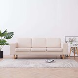 vidaXL Kavč trosed iz blaga krem | Shoptok.si