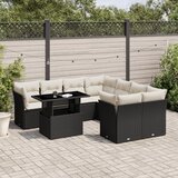  9-dijelni set vrtnih sofa s jastucima crni od poliratana Crna 100 x 55 x 73 cm | shoptok.hr