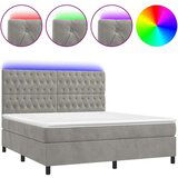  Box spring postelja z vzmetnico LED svetlo siva 180x200cm žamet, (20790591) | Shoptok.si