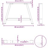  Noge za klub stolić A-oblika 2 kom 60 x (42-43) cm čelik | shoptok.hr