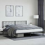 Metalni Kovinski posteljni okvir z vzglavjem črn 193x203 cm | Shoptok.si