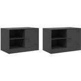 Furnova TV omarica 2 kosa črna 67x39x44 cm jeklo, (21923521) | Shoptok.si