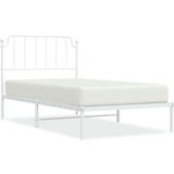 Metalni Kovinski posteljni okvir z vzglavjem bel 100x200 cm | Shoptok.si